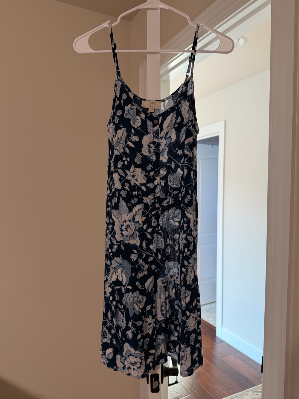 Loft Blue Floral Swing Dress - Size Small Petite